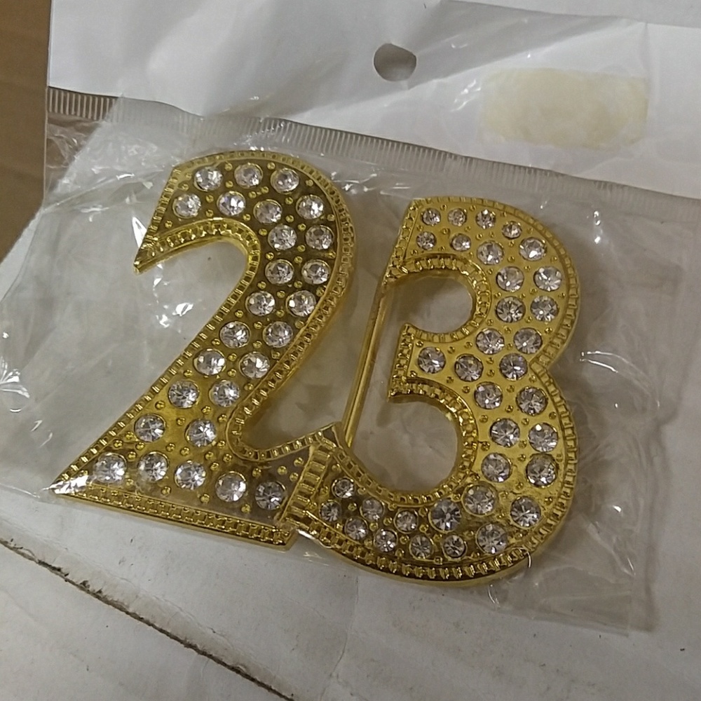 Michael Jordan 23 Gold  rhinestones belt buckle